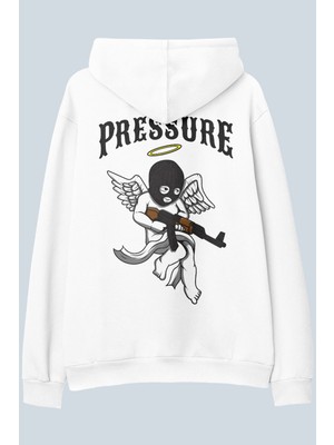 AyveGa Pressure Beyaz Oversize  Kapüşonlu Sweatshirt Hoodie