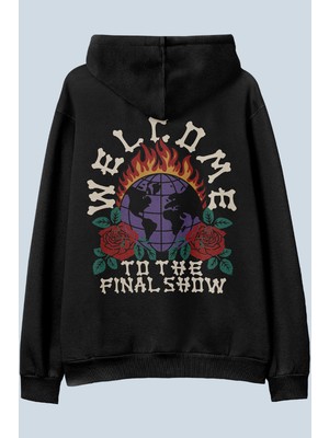 AyveGa Welcome Siyah Oversize  Kapüşonlu Sweatshirt Hoodie