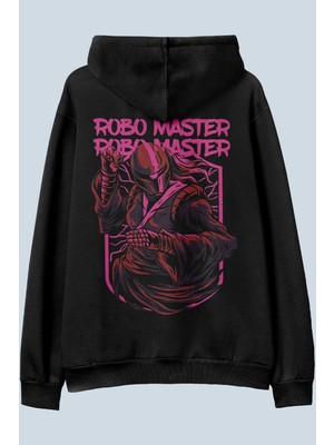 AyveGa Robo Master Siyah Oversize  Kapüşonlu Sweatshirt Hoodie