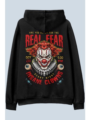 AyveGa Real Fear Siyah Oversize  Kapüşonlu Sweatshirt Hoodie