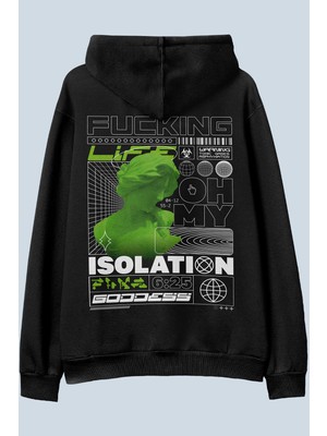 AyveGa Isolation Siyah Oversize  Kapüşonlu Sweatshirt Hoodie