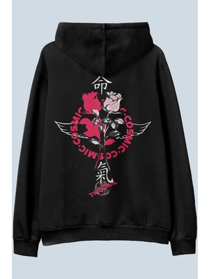 AyveGa Paradise Siyah Oversize  Kapüşonlu Sweatshirt Hoodie