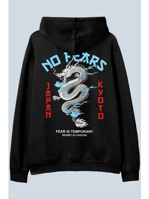 AyveGa No Fears Siyah Oversize  Kapüşonlu Sweatshirt Hoodie