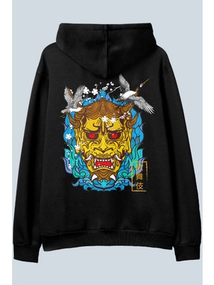 AyveGa Asian Culture Siyah Oversize  Kapüşonlu Sweatshirt Hoodie