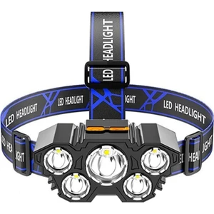 Rc-21 Şarjlı 5 LED 5x T6 Cree LED 36000 Lümen Profosyonel Kafa Feneri Lambası 4 Modlu