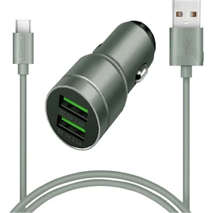 C-772 Type-C Kablo ve Metal Başlık Hızlı Araç Şarj Seti 2.4 + 3.5A 23W