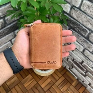 Hakiki Deri Antik Taba Fermuarlı Mini Erkek Cüzdanı (T483)