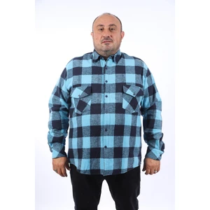 Mocgrande Oduncu Gömlek Çiftcep Kapaklı Dama Desen 22214-MAVI