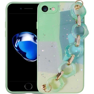 Apple iPhone 7 Kılıf Simli Desenli El Askılı Kapak