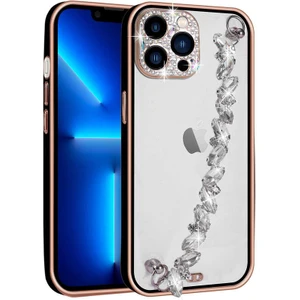 Apple iPhone 12 Pro Max Kılıf Diamonds Taşlı El Tutmalı Kapak
