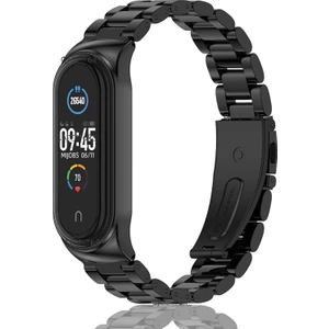 Xiaomi Mi Band 7 Uyumlu Kordon Metal Baklalı Çelik Klipsi Tokalı Kayış Paslanmaz Klasik Tam Uyumlu