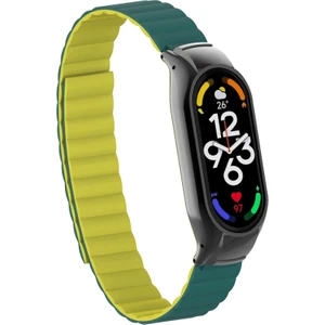 Xiaomi Mi Band 7 Uyumlu Kordon Manyetik Çift Renkli Loop Deri Mıknatıslı Kayış Leather Lüx Magnetic Rainbow Strap