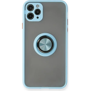 Aqua Aksesuar iPhone 11 Pro Kılıf Standlı Yüzüklü Buzlu Tasarım Arka Kapak - Buz Mavi