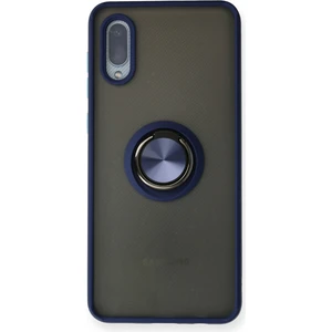 Aqua Aksesuar Samsung Galaxy A02 Kılıf Standlı Yüzüklü Buzlu Tasarım Arka Kapak - Lacivert