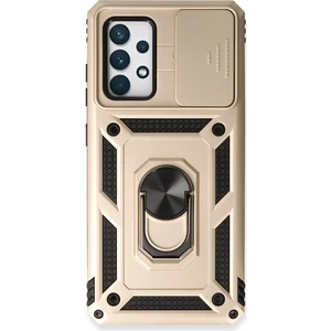 Aqua Aksesuar Samsung Galaxy A53 5g Kılıf Kamera Korumalı Sürgülü Yüzüklü Armor Military Zırh Tank - Gold