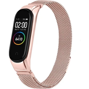 Xiaomi Mi Band 7 Uyumlu Kordon Metal Hasır Manyetik Örgü Mıknatıslı Çelik Kayış Lüx Dizayn