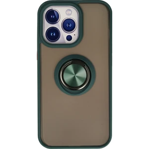 Aqua Aksesuar iPhone 13 Pro Max Kılıf Standlı Yüzüklü Buzlu Tasarım Arka Kapak - Yeşil
