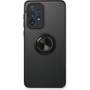 Aqua Aksesuar Samsung Galaxy A13 4g Kılıf Standlı Yüzüklü Buzlu Tasarım Arka Kapak - Siyah