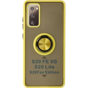 Aqua Aksesuar Samsung Galaxy S20 Fe Kılıf Standlı Yüzüklü Buzlu Tasarım Arka Kapak - Sarı