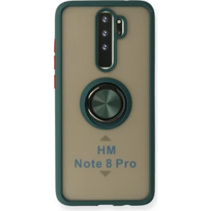 Aqua Aksesuar Xiaomi Redmi Note 8 Pro Kılıf Standlı Yüzüklü Buzlu Tasarım Arka Kapak - Yeşil