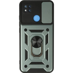 Aqua Aksesuar Xiaomi Redmi 9c Kılıf Kamera Korumalı Sürgülü Yüzüklü Armor Military Zırh Tank - Yeşil