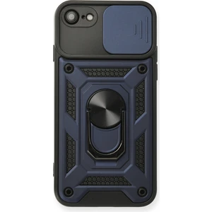 Aqua Aksesuar iPhone Se 2020 Kılıf Kamera Korumalı Sürgülü Yüzüklü Armor Military Zırh Tank - Lacivert
