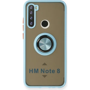 Aqua Aksesuar Xiaomi Redmi Note 8 Kılıf Standlı Yüzüklü Buzlu Tasarım Arka Kapak - Buz Mavi