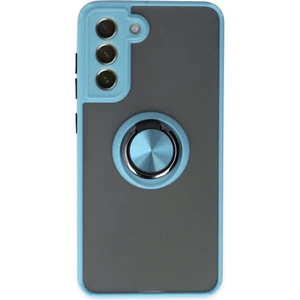 Aqua Aksesuar Samsung Galaxy S21 Fe Kılıf Standlı Yüzüklü Buzlu Tasarım Arka Kapak - Buz Mavi