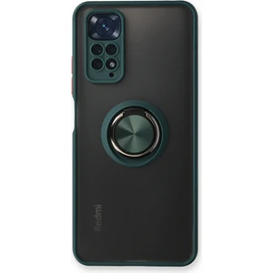 Aqua Aksesuar Xiaomi Redmi Note 11 Kılıf Standlı Yüzüklü Buzlu Tasarım Arka Kapak - Yeşil