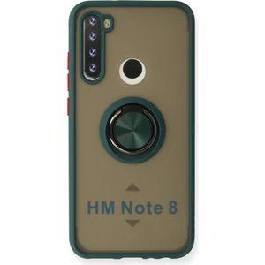 Aqua Aksesuar Xiaomi Redmi Note 8 Kılıf Standlı Yüzüklü Buzlu Tasarım Arka Kapak - Yeşil
