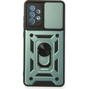 Aqua Aksesuar Samsung Galaxy A32 Kılıf Kamera Korumalı Sürgülü Yüzüklü Armor Military Zırh Tank - Yeşil