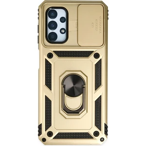 Aqua Aksesuar Samsung Galaxy A33 5g Kılıf Kamera Korumalı Sürgülü Yüzüklü Armor Military Zırh Tank - Gold