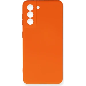 Aqua Aksesuar Samsung Galaxy S21 Fe Kılıf Lansman Içi Kadife Lüx Tasarım Silikon Kapak - Turuncu