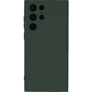 Aqua Aksesuar Samsung Galaxy S22 Ultra Kılıf Lansman Içi Kadife Lüx Tasarım Silikon Kapak - Koyu Yeşil