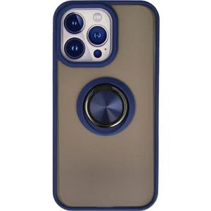 Aqua Aksesuar iPhone 13 Pro Max Kılıf Standlı Yüzüklü Buzlu Tasarım Arka Kapak - Lacivert
