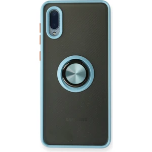 Aqua Aksesuar Samsung Galaxy A02 Kılıf Standlı Yüzüklü Buzlu Tasarım Arka Kapak - Buz Mavi