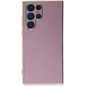 Aqua Aksesuar Samsung Galaxy S22 Ultra Kılıf Özel Tasarım Fit Kalıp Lüx Dizayn Silikon Kapak - Mor