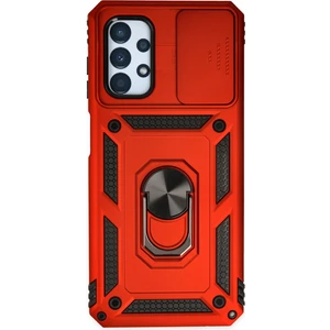 Aqua Aksesuar Samsung Galaxy A33 5g Kılıf Kamera Korumalı Sürgülü Yüzüklü Armor Military Zırh Tank - Kırmızı