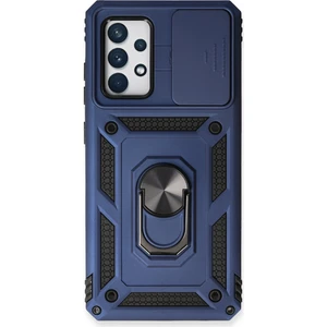 Aqua Aksesuar Samsung Galaxy A53 5g Kılıf Kamera Korumalı Sürgülü Yüzüklü Armor Military Zırh Tank - Lacivert