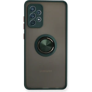 Aqua Aksesuar Samsung Galaxy A72 Kılıf Standlı Yüzüklü Buzlu Tasarım Arka Kapak - Yeşil