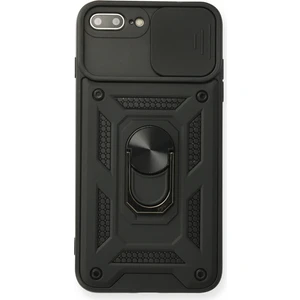 Aqua Aksesuar iPhone 7 Plus Kılıf Kamera Korumalı Sürgülü Yüzüklü Armor Military Zırh Tank - Siyah