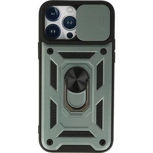 Aqua Aksesuar iPhone 13 Pro Max Kılıf Kamera Korumalı Sürgülü Yüzüklü Armor Military Zırh Tank - Yeşil