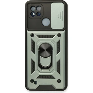 Aqua Aksesuar Realme C11 2021 Kılıf Kamera Korumalı Sürgülü Yüzüklü Armor Military Zırh Tank - Yeşil