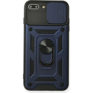 Aqua Aksesuar iPhone 8 Plus Kılıf Kamera Korumalı Sürgülü Yüzüklü Armor Military Zırh Tank - Lacivert
