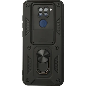Aqua Aksesuar Xiaomi Redmi Note 9 Kılıf Kamera Korumalı Sürgülü Yüzüklü Armor Military Zırh Tank - Siyah