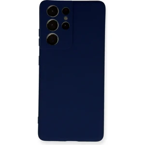 Aqua Aksesuar Samsung Galaxy S21 Ultra Kılıf Lansman Içi Kadife Lüx Tasarım Silikon Kapak - Lacivert