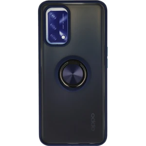Aqua Aksesuar Oppo A74 4g Kılıf Standlı Yüzüklü Buzlu Tasarım Arka Kapak - Lacivert