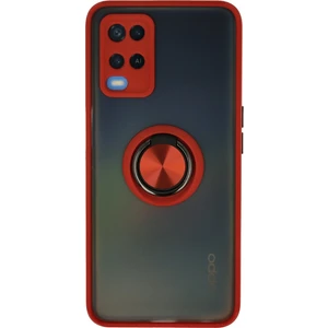 Aqua Aksesuar Oppo A54 4g Kılıf Standlı Yüzüklü Buzlu Tasarım Arka Kapak - Kırmızı
