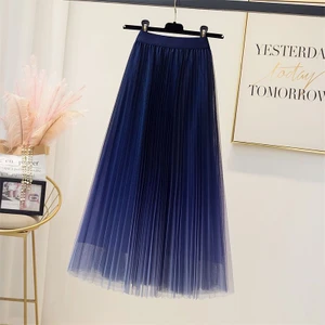 Lacivert Renk Rahat 3 Katman Yüksek Bel Tül Etek