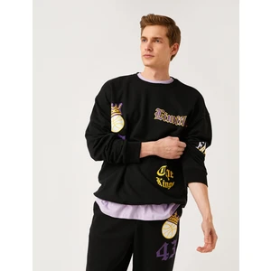 Bisiklet Yaka Baskılı Sweatshirt